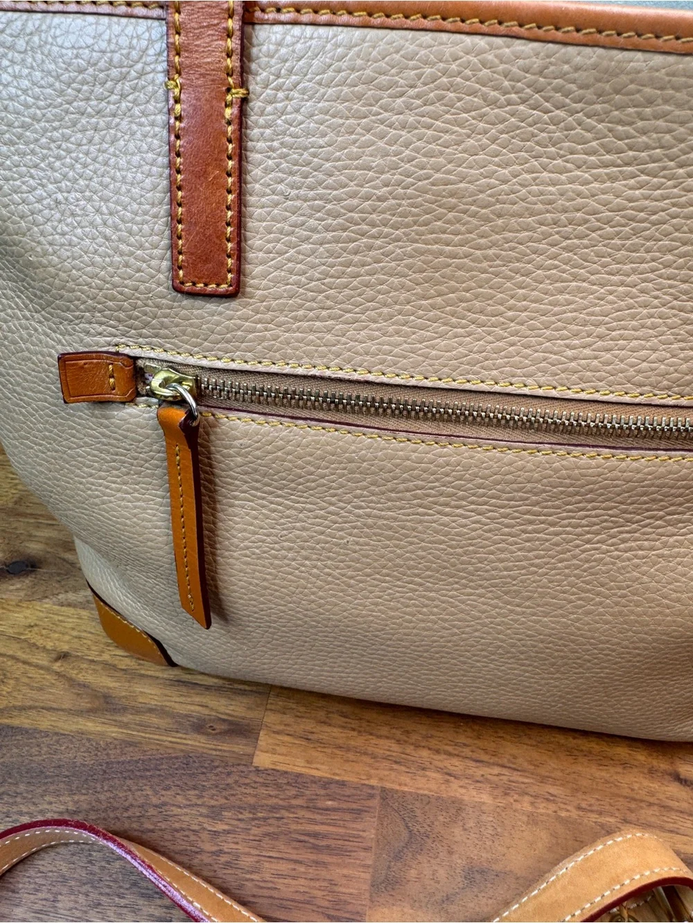Dooney & Bourke Leather Pebble Tote Pink Lining Extended Shoulder Strap